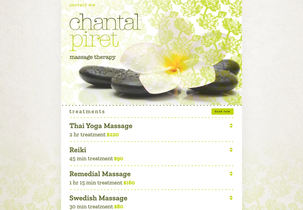 Chantal Piret website homepage
